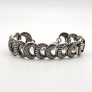 BRIGHTON LAUREL WREATH SILVER PLATE BRACELET OVAL LEAF LINK TOGGLE 7.5"